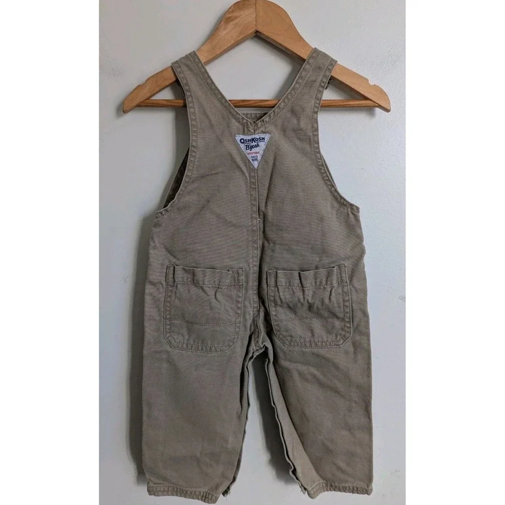 Oshkosh Bgosh Baby Boy Vestbak Overalls 9 Months Brown Tan Moose Outdoor Theme